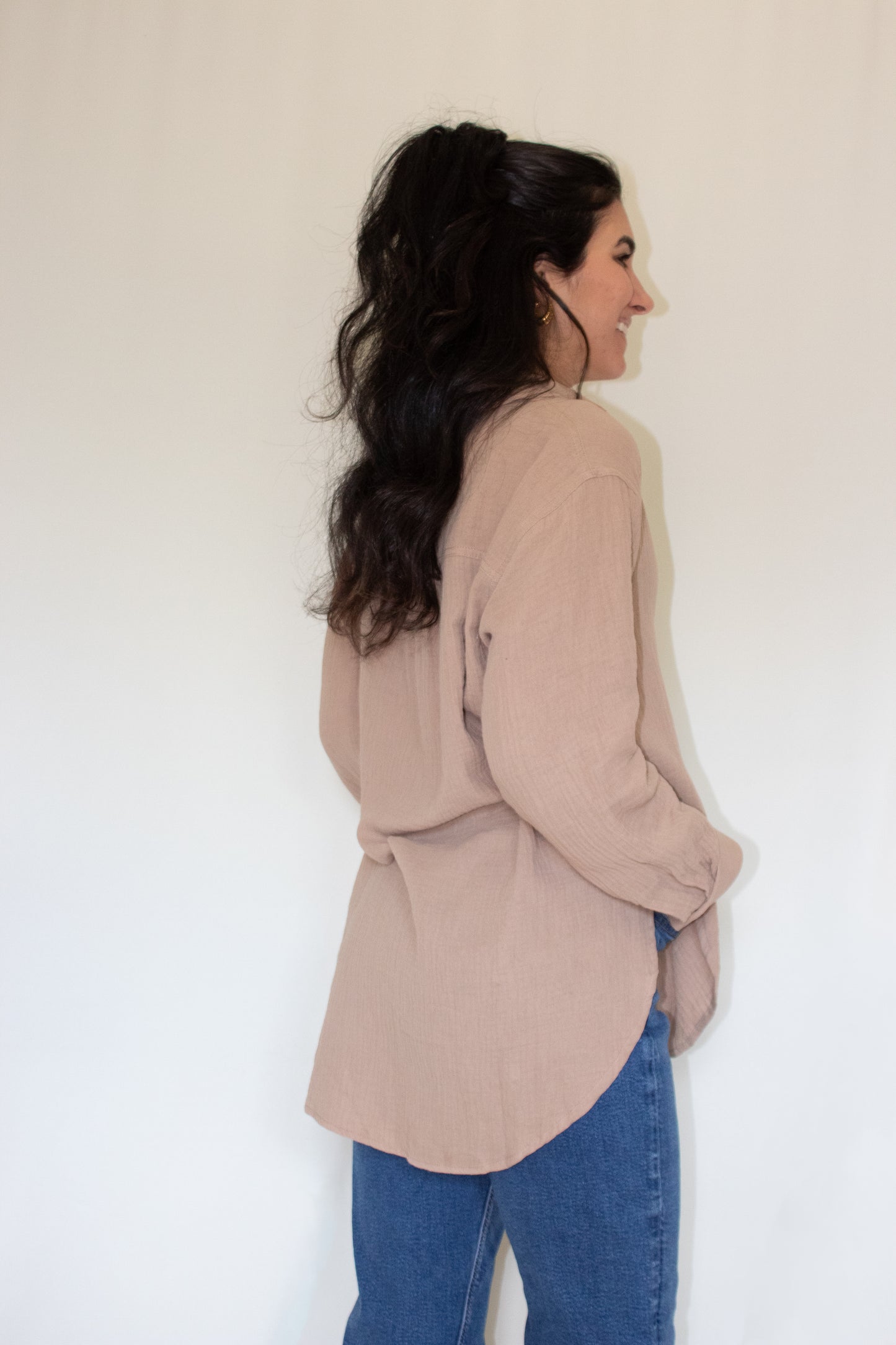 Mocha Button Down Top